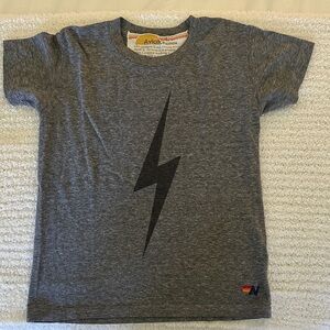 Aviator Nation Kids Charcoal Tee with Black Lightning Bolt